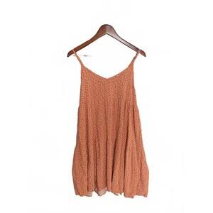 Papillon Tiered Orange Abstract Dot Spaghetti Strap Dress Size M